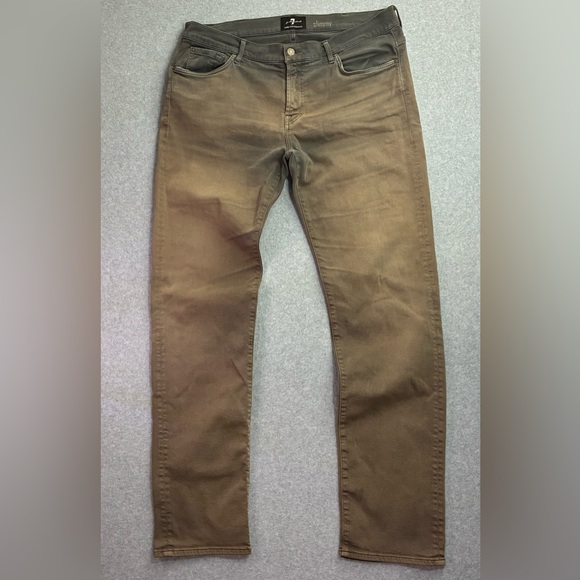 7 For All Mankind Luxe Performance Slimmy Men’s Jeans Gray Size 38x34 Stretch - Picture 1 of 7